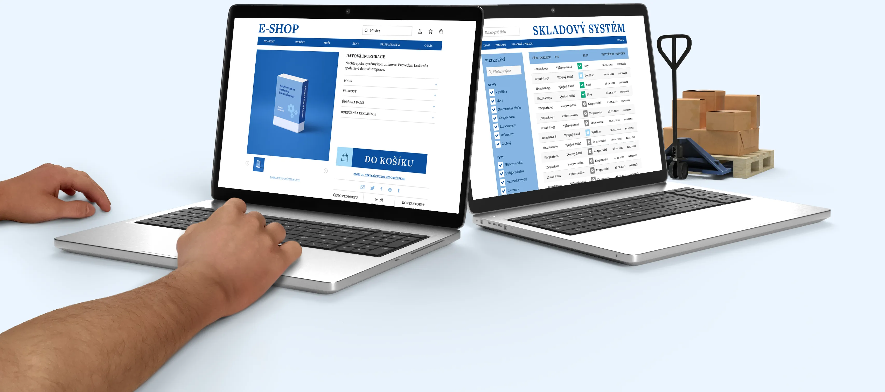 E-shop and warehouse system synchronised via Unitegra